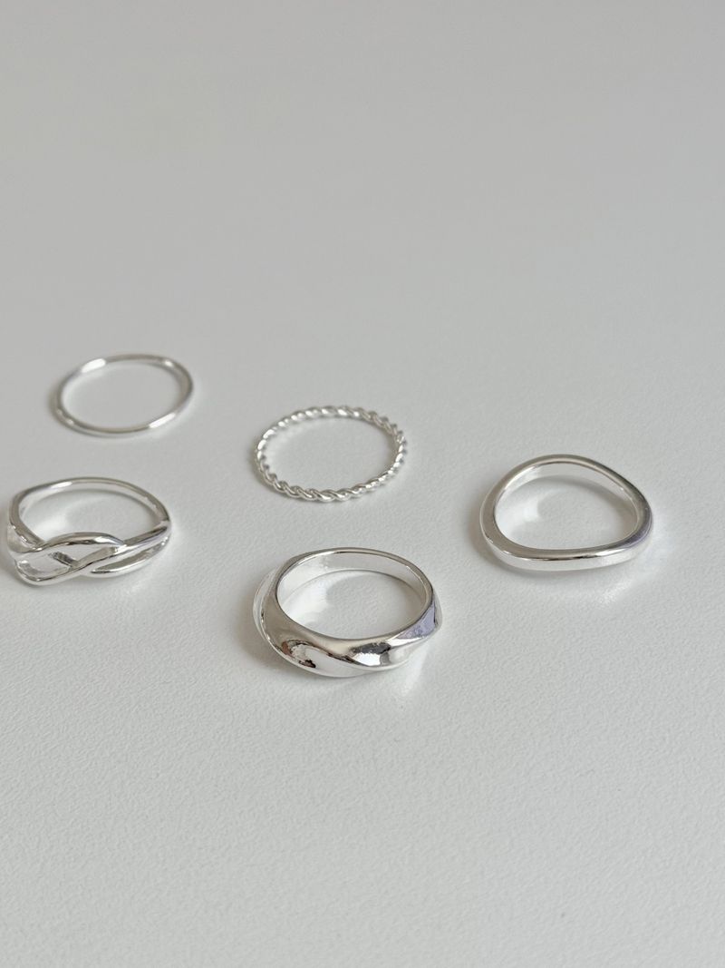 [5 set] Bold Twist Ring Set / Daily Ring Simple Mood