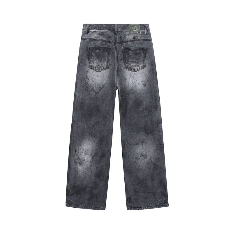 Dirty Washed Denim Pants_Dusty Black