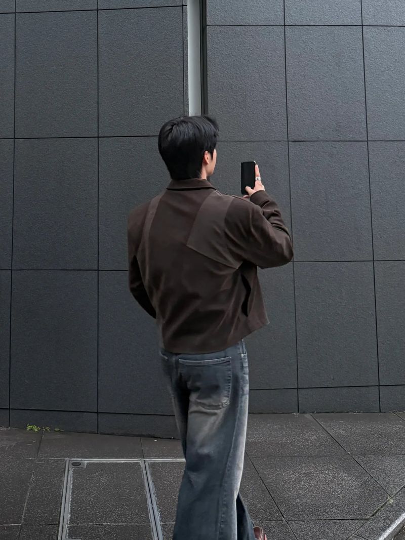 Luen Contrasted leather jacket