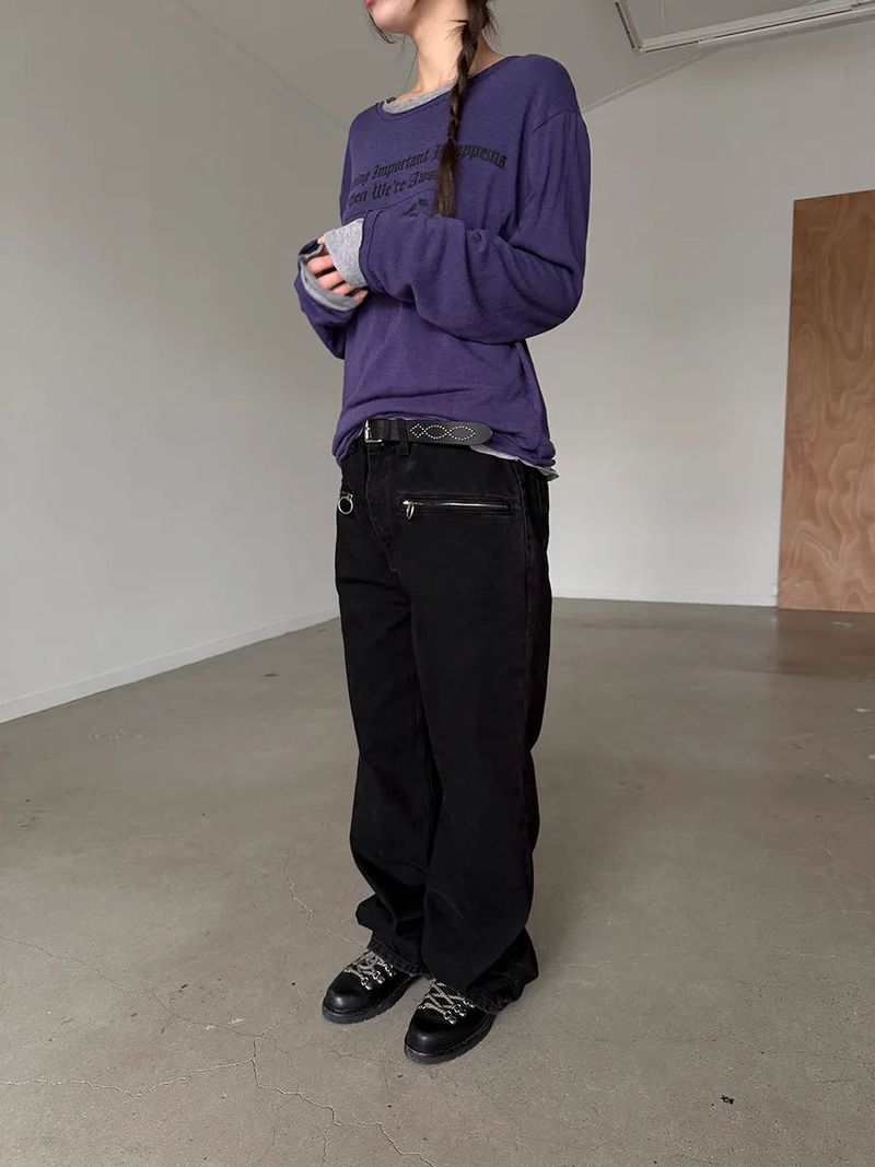 ring zip denim pants