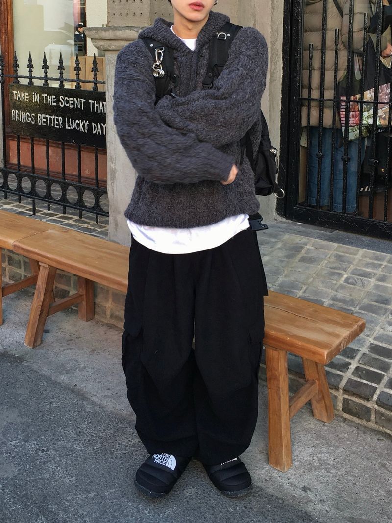 Wit Twisted Henley Neck Hooded Knit 3C