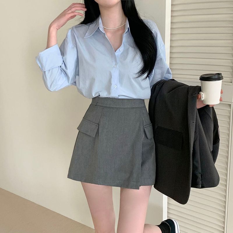 [4color] slit pocket mini skirt
