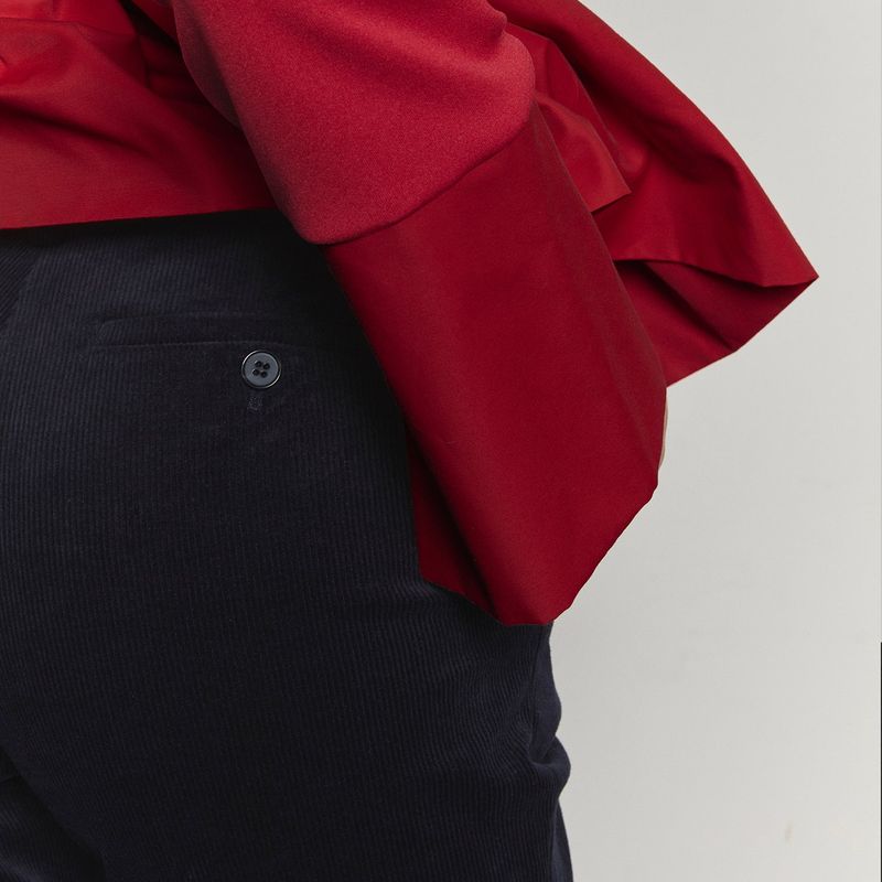 Corduroy Flared Tailored Pants - Navy