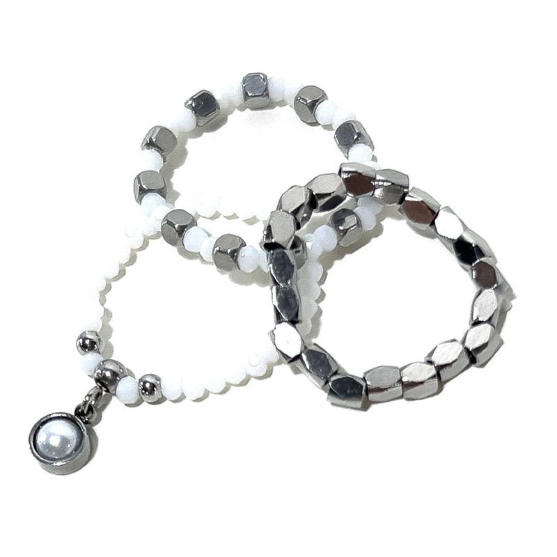 S SY（エスエスワイ）の「[3SET] Aztec beads rings white（Accessories）」