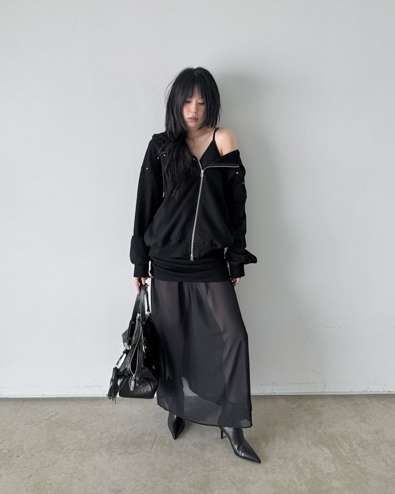 See through shirring skirt