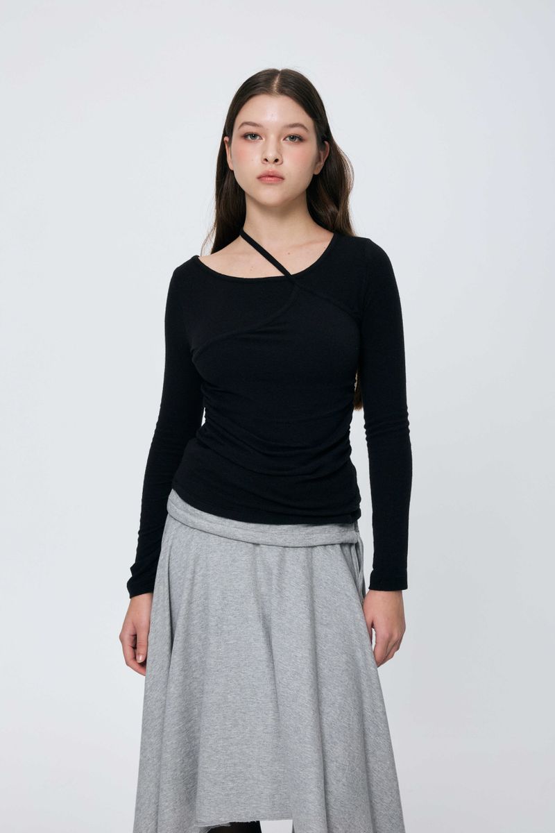 MUREN SHIRRING TOP / BLACK