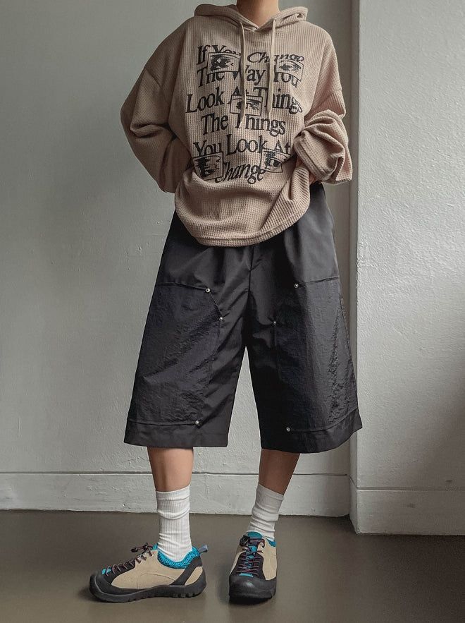 City Double Knee Rivet Bermuda Pants