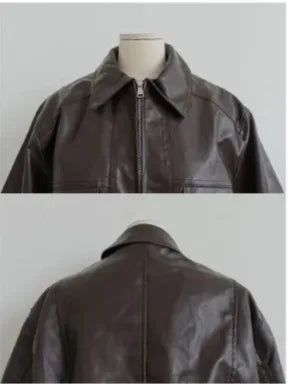 PATCHWORK FAUX LEATHER BOMBER JACKET