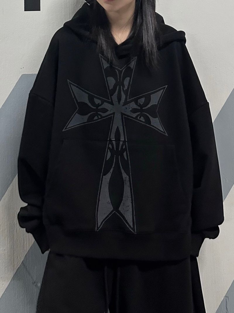 big cross cropped hoodie