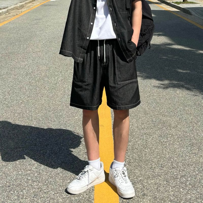 NEVERDOWHY（ネバードゥワイ）の「Indigo set-up denim shorts（Pants）」