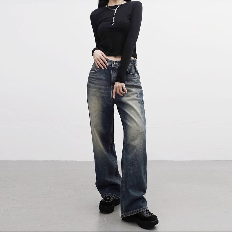 Keevy Button Wide Denim Pants