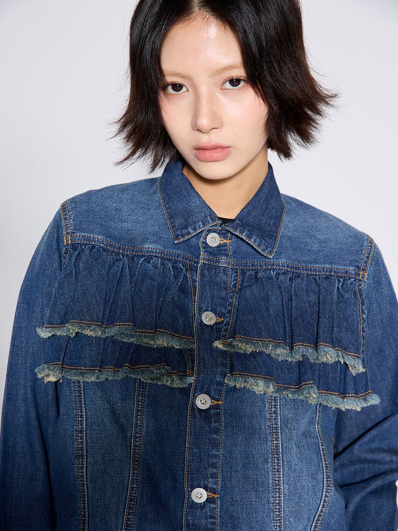 FRILL DENIM JACKET / BLUE