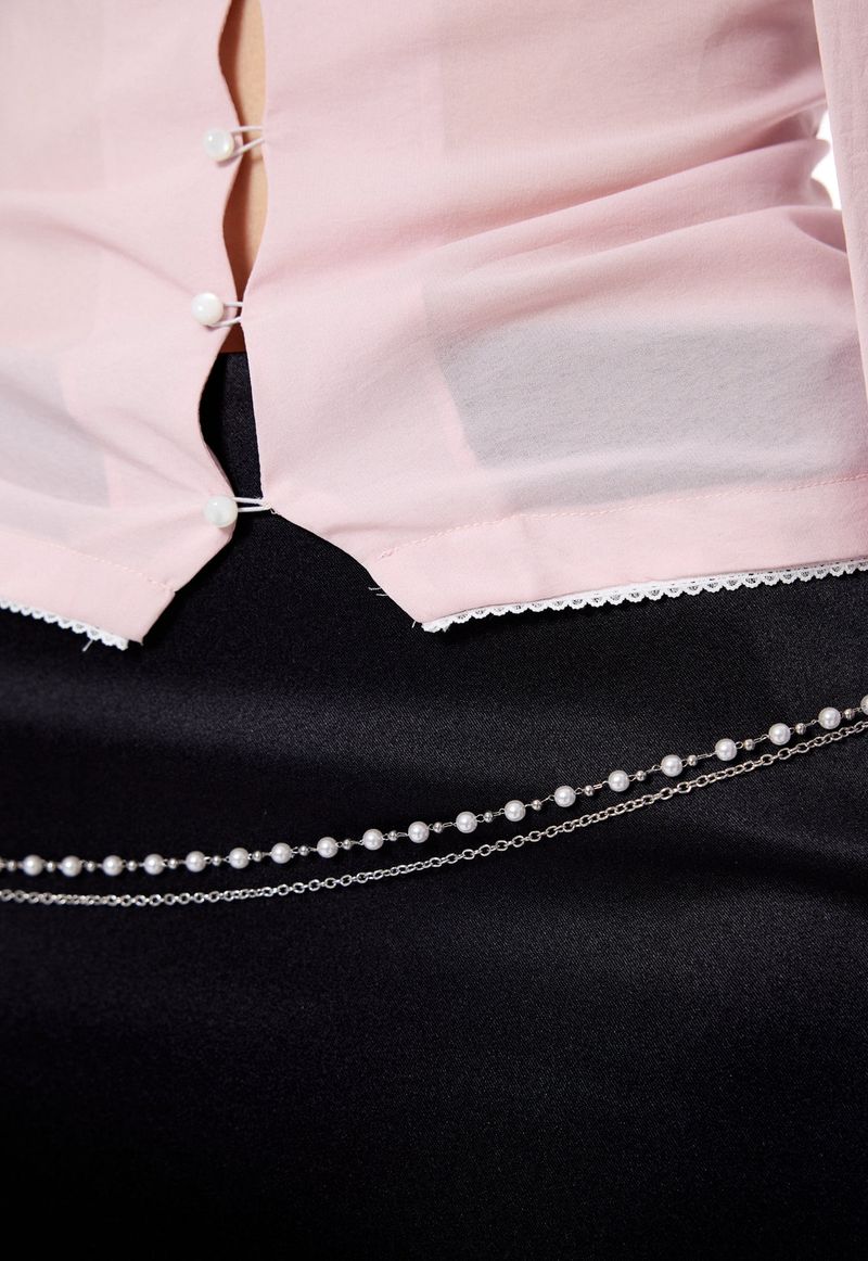 WHITE PEARL CHAIN BELT