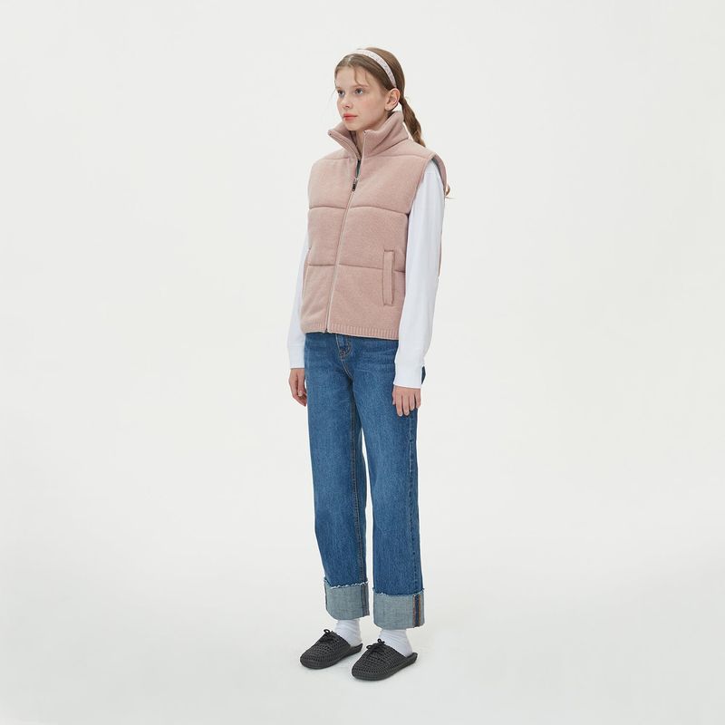 WARM PUFFER KNIT PADDING VEST_PINK