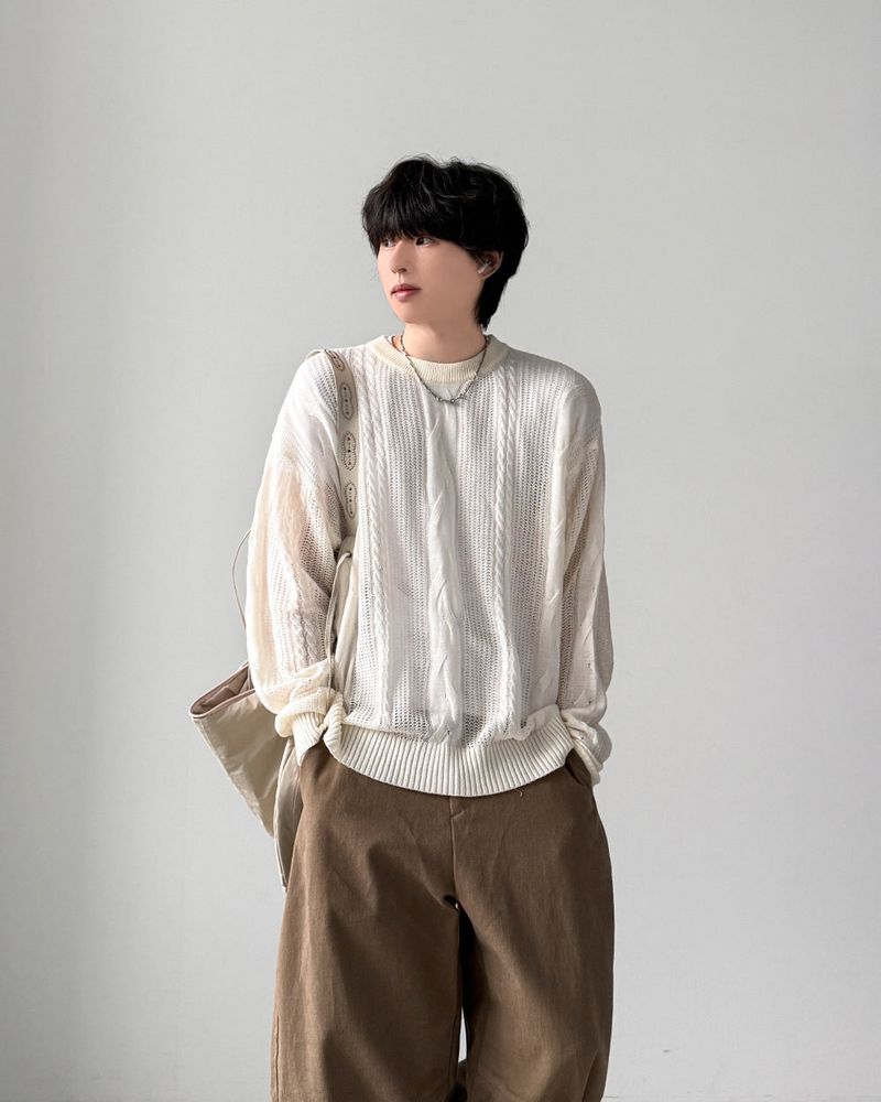 YOURNUS（ユアナス）の「Venom Openwork Cable Knit（Tops）」