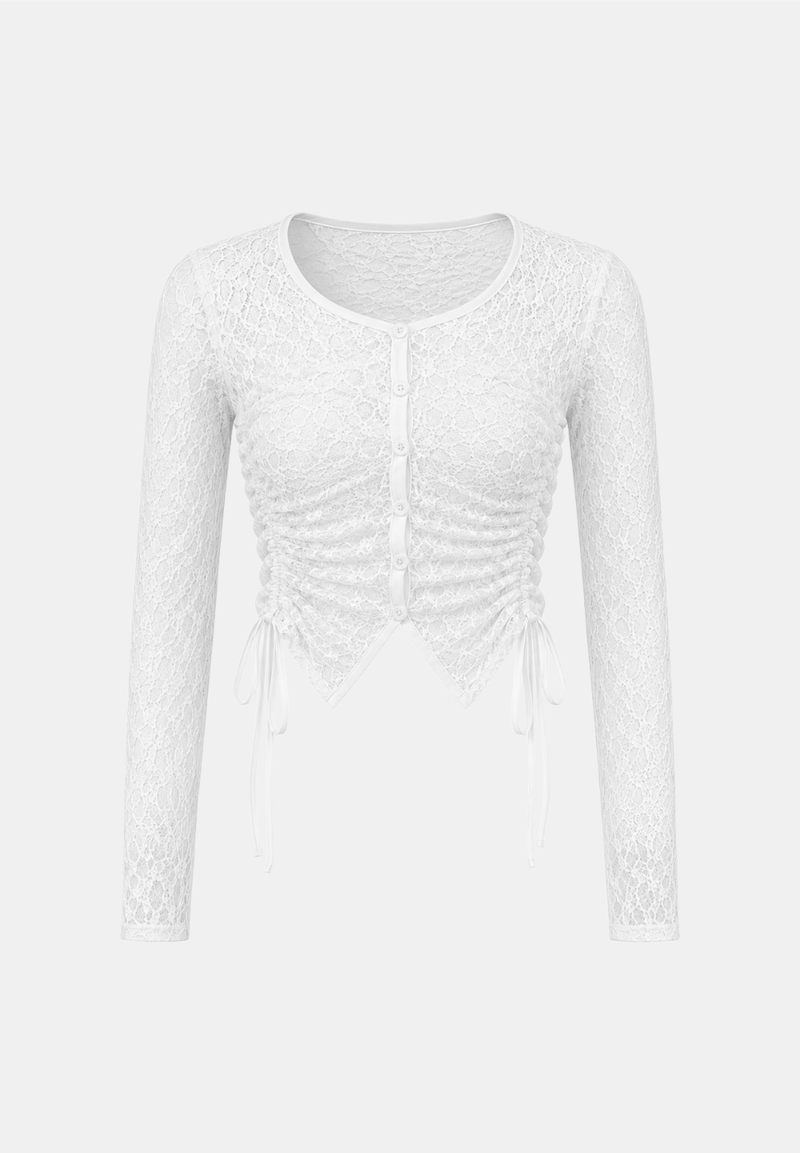 Eline Lace Shirring Cardigan