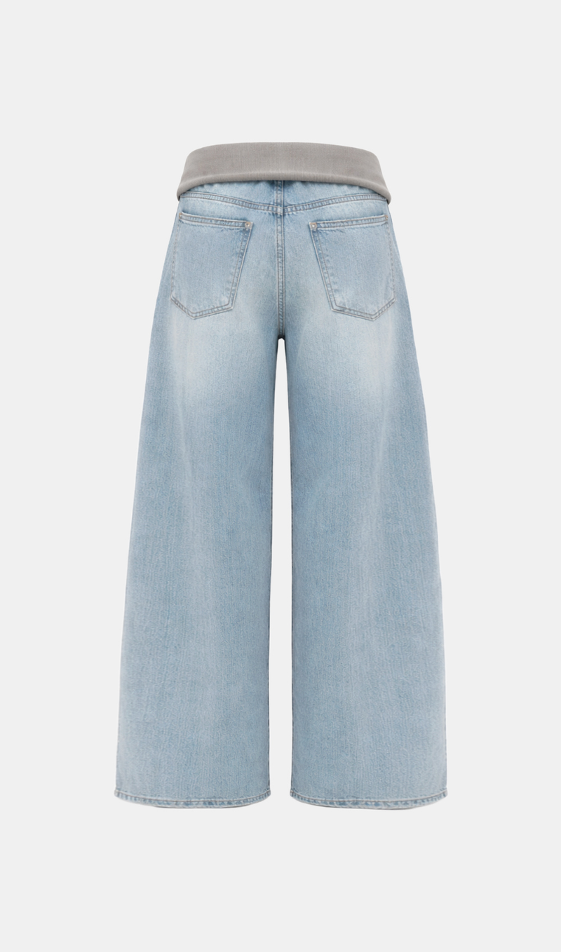 Rina Drawstring Wide Denim Pants