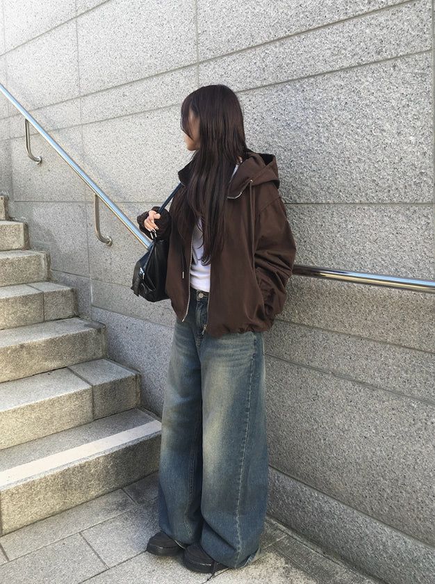 Thyssen Washing Denim Wide Pants