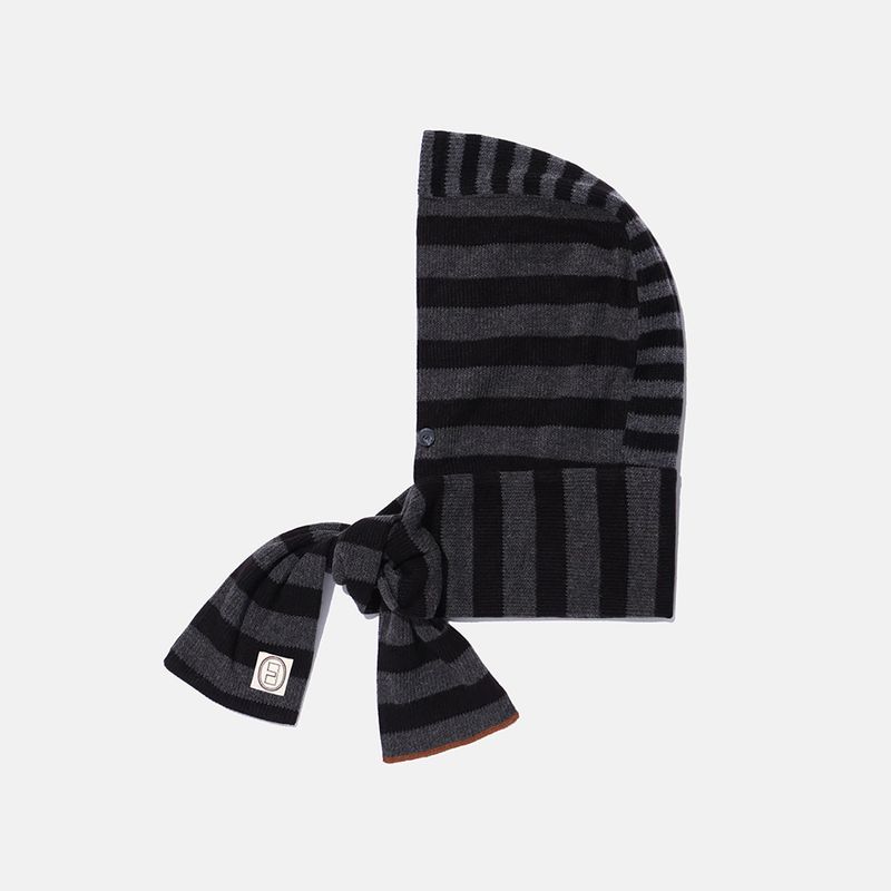 karactor（カラクター）の「ストライプニットバラクラバマフラー / Black charcoal（ファッション小物）」
