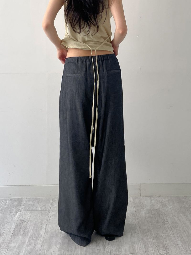 About Banding Wide Denim Pants