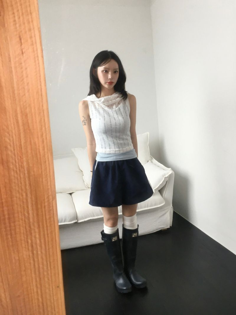Two-line nylon washable shorts (8c)