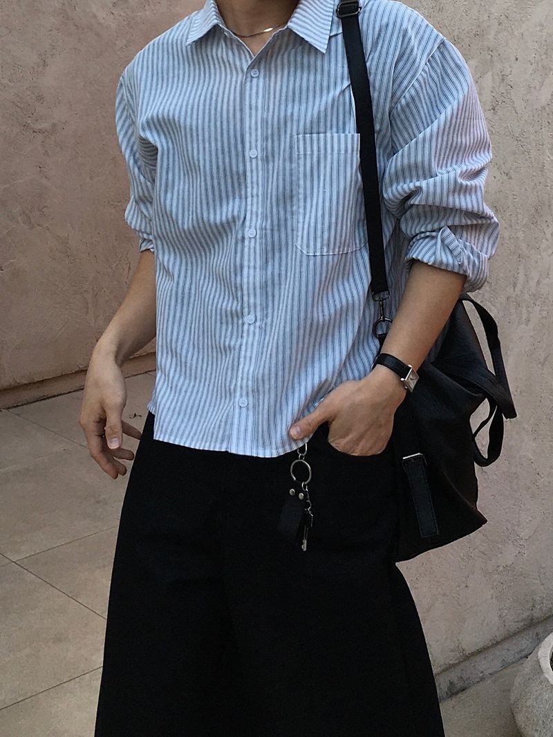SSROOM(エスエスルーム)の「Coff Stripe Cropped Shirt 3C(Tops)」