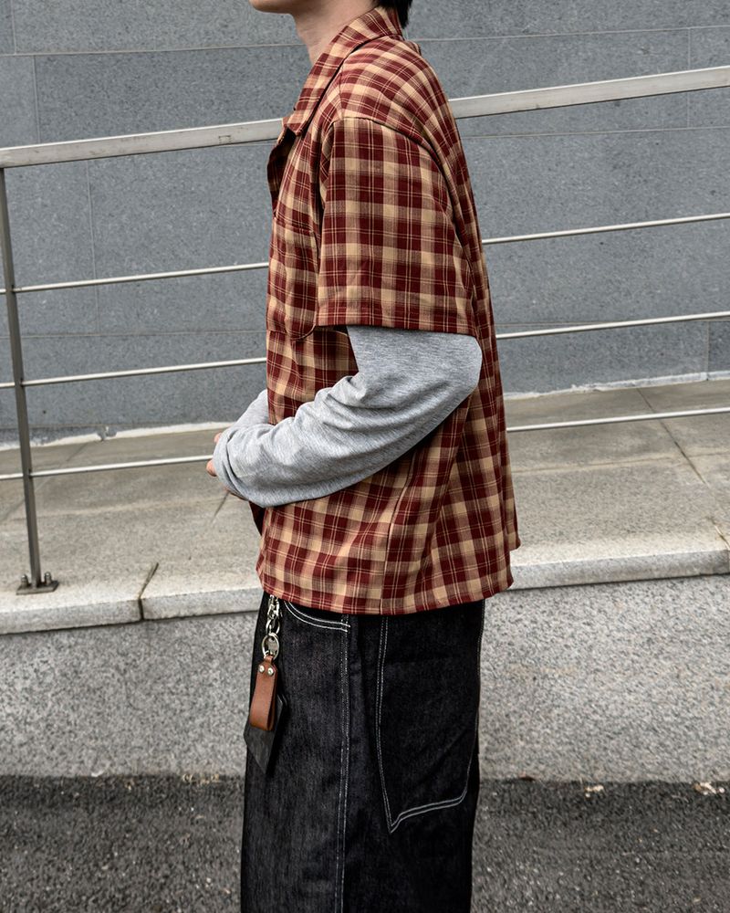 Rendro Square Check Half Shirt