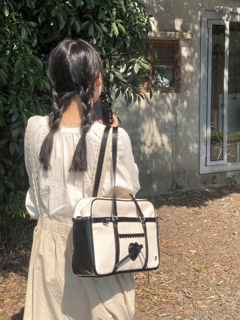 Classic ribbon school bag_canvas black
