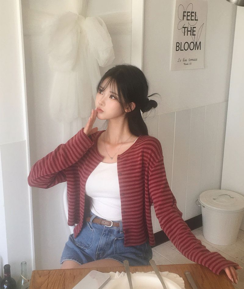 [MADE] Ghibli, striped cropped cardigan