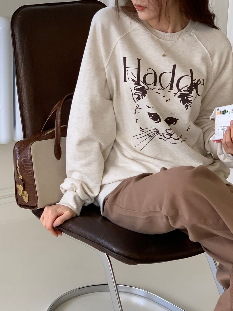 CAT DRAWING SWEATSHIRTS (OATMEAL)