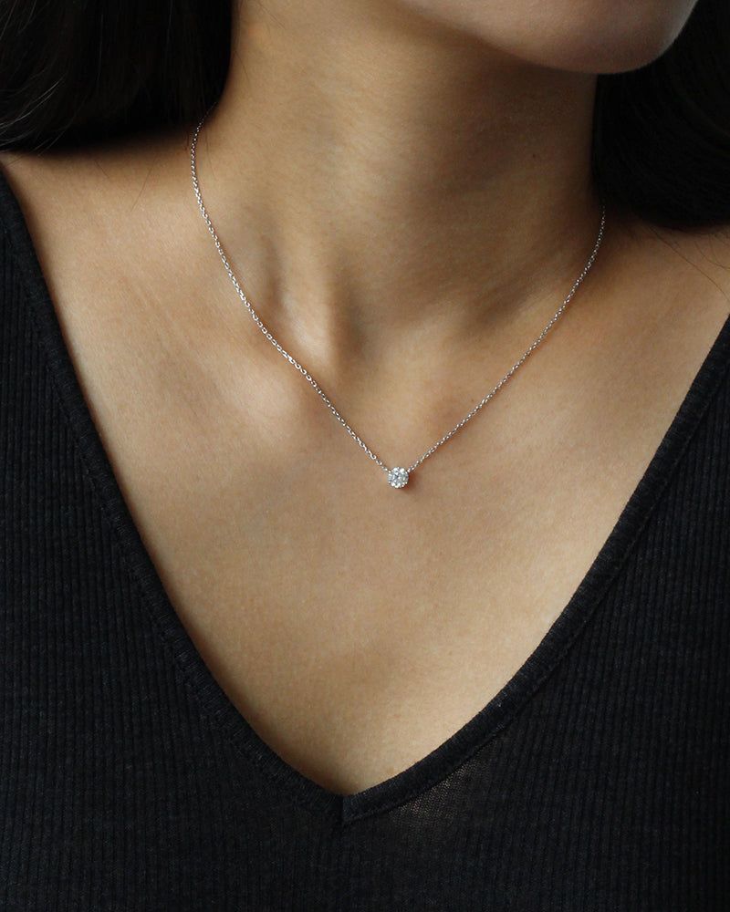 [White gold] Basic Cubic Necklace (XL)