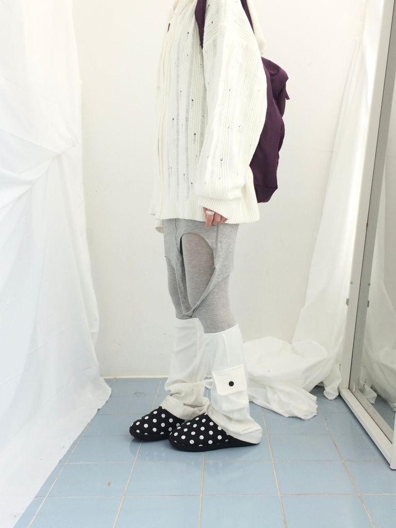 Punch Damage Hooded Knitwear Zip-Up