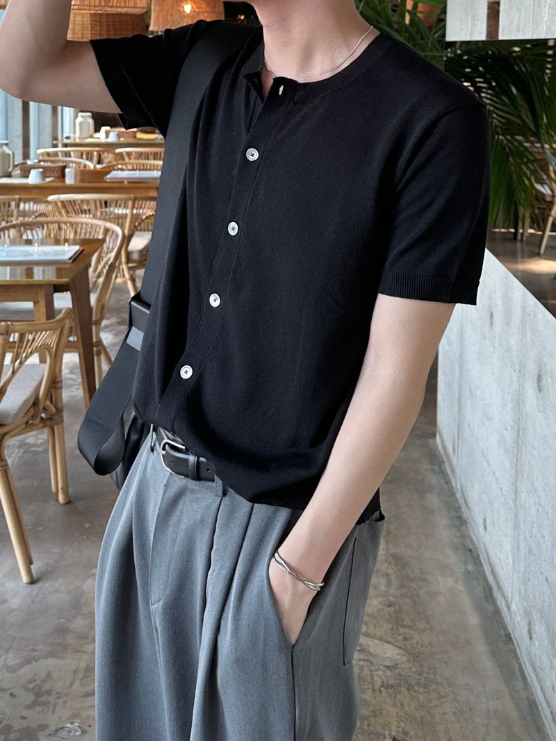(Premium) Linen round half cardigan