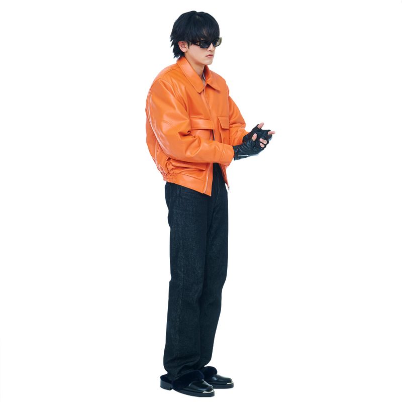RIDERS LEATHER BOMBER ORANGE