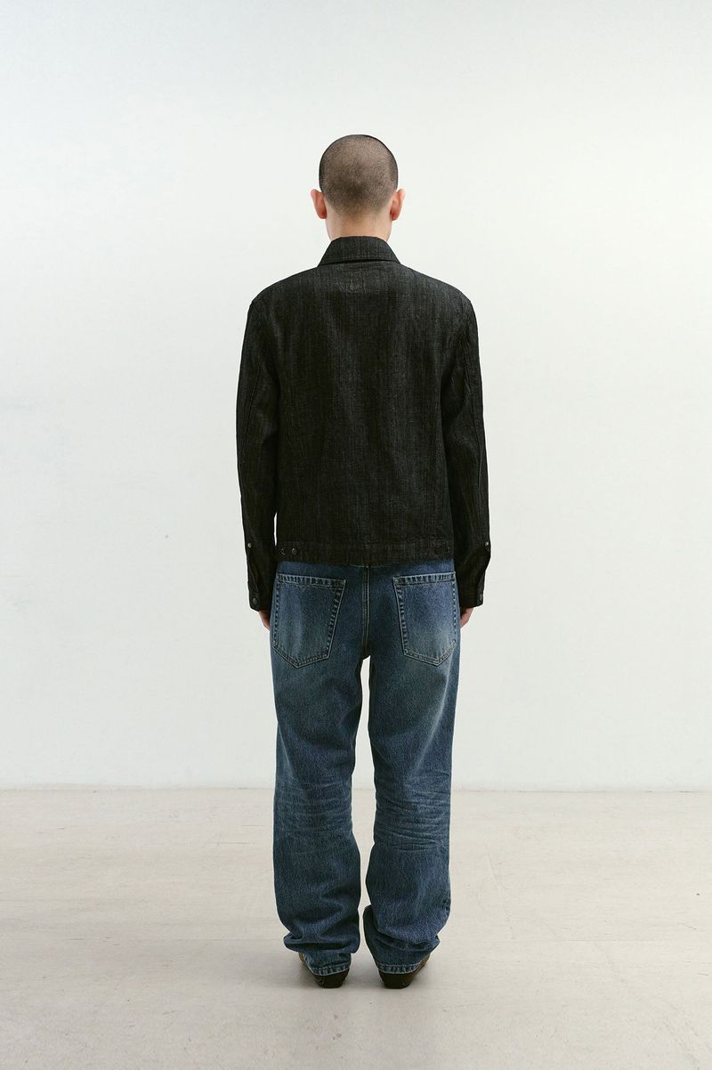 Loose Fit Tapered Denim Pants (Washed Blue)