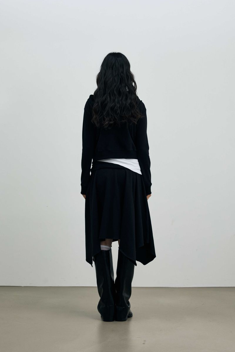  SILENT MIRAGE CROP HOOD ZIP-UP / BLACK