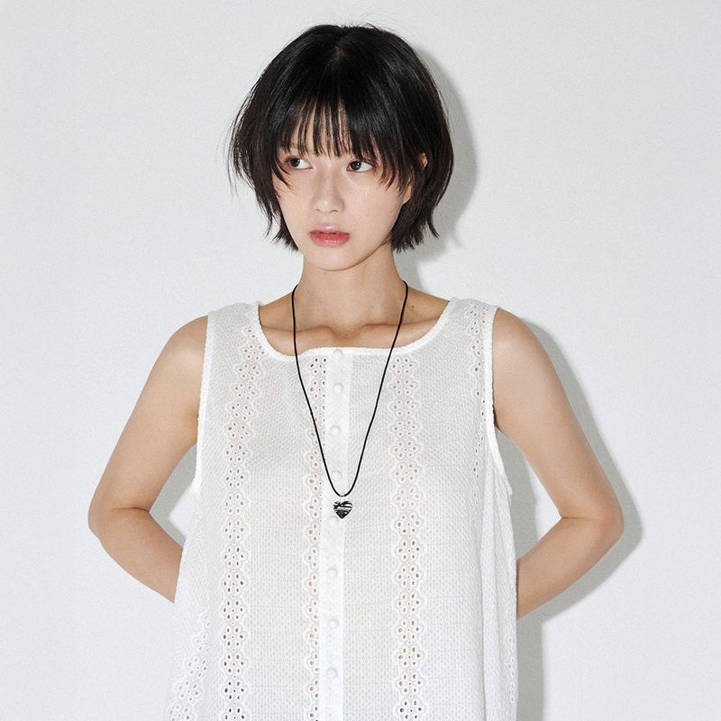 アイレットエンブロイダリーミニワンピース  (White)