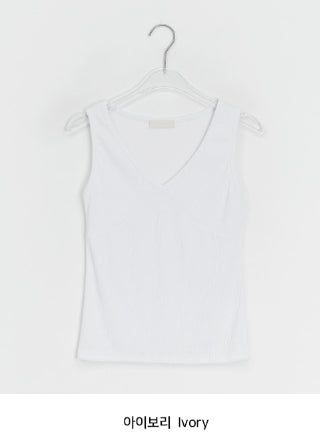 Toara Ribbed Diagonal Cut V-neck Sleeveless