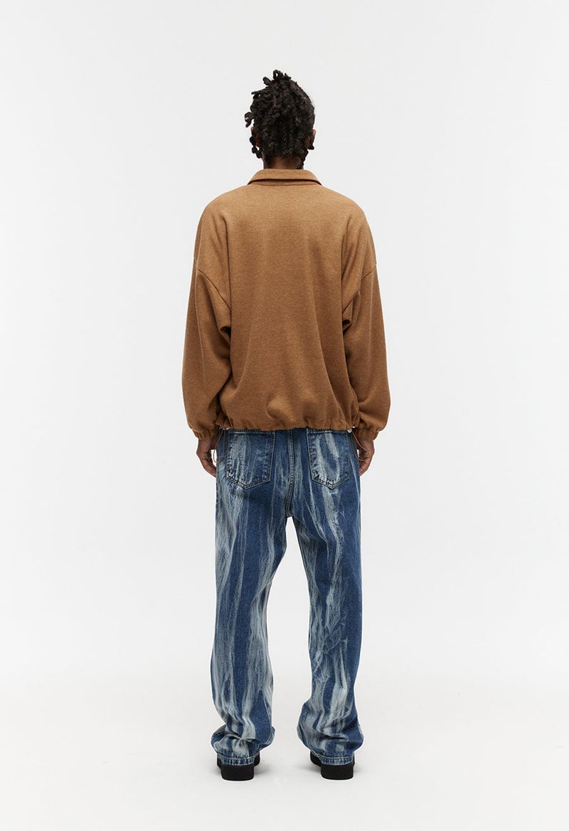 dischange painting denim blue