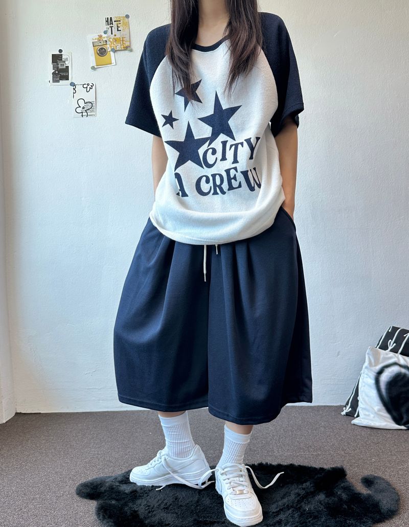 Ari Number Patch Bermuda Shorts 4color