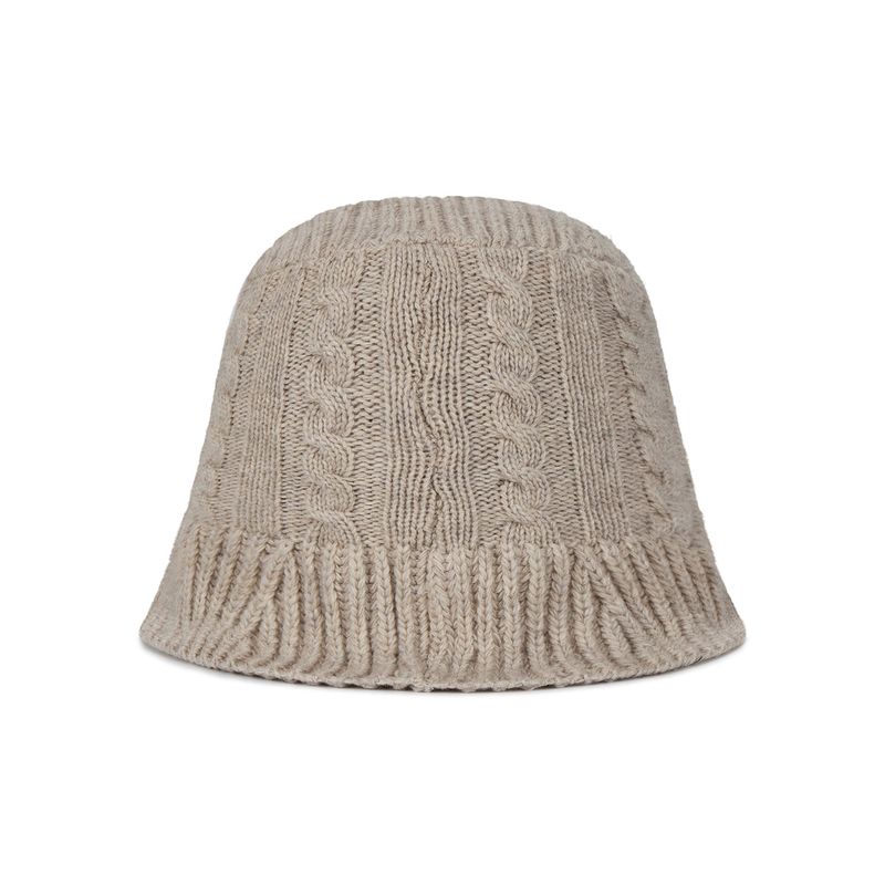 VA Applique Cable Knit Bucket Hat / Beige