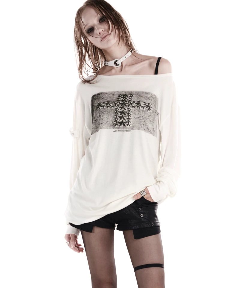 STAR CROSS LONGSLEEVE TOP IVORY