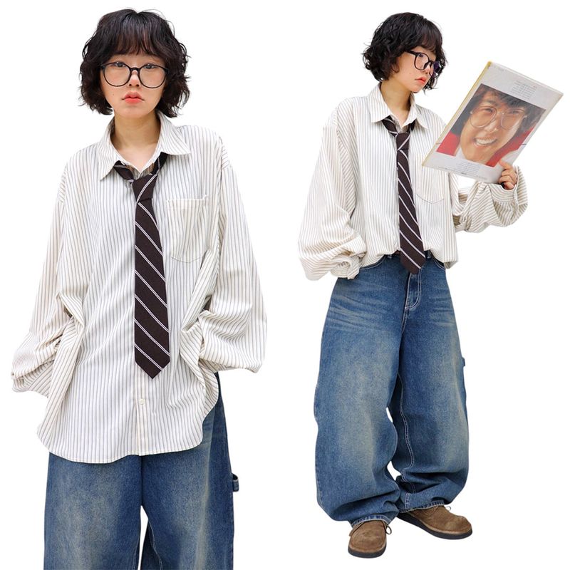 Oversized Stripe Balloon Shirt