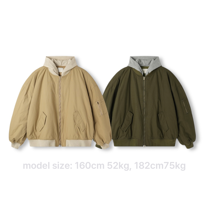 Two-Tone Hooded Ripstop MA-1 Padded Jumper