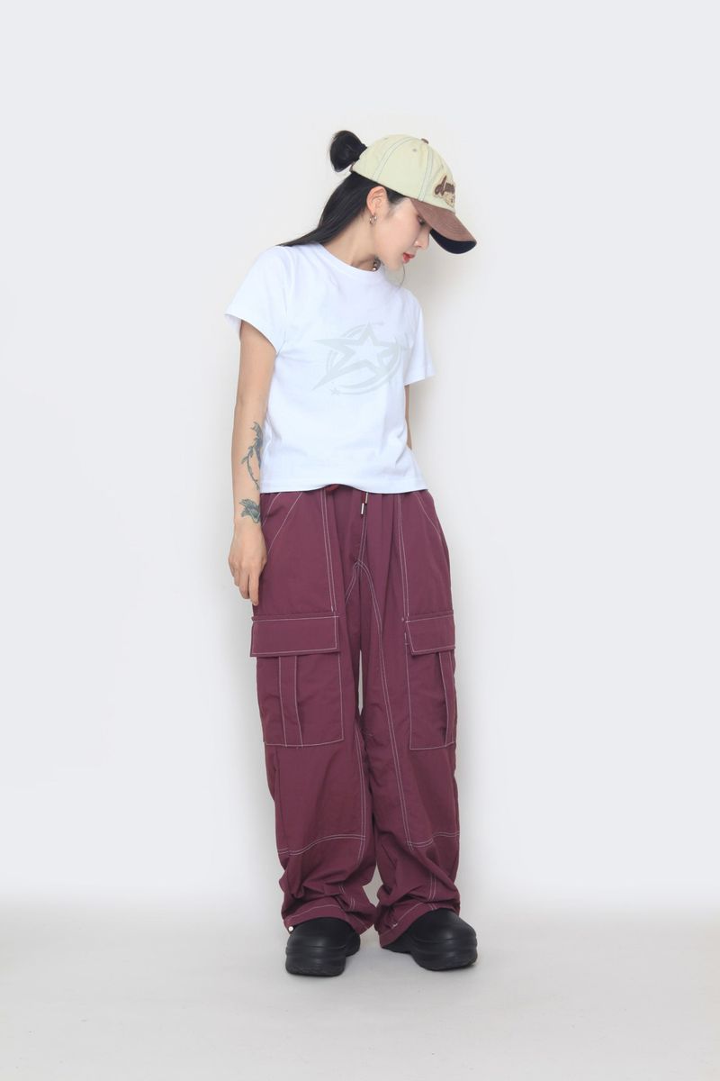nylon stitch cargo pants