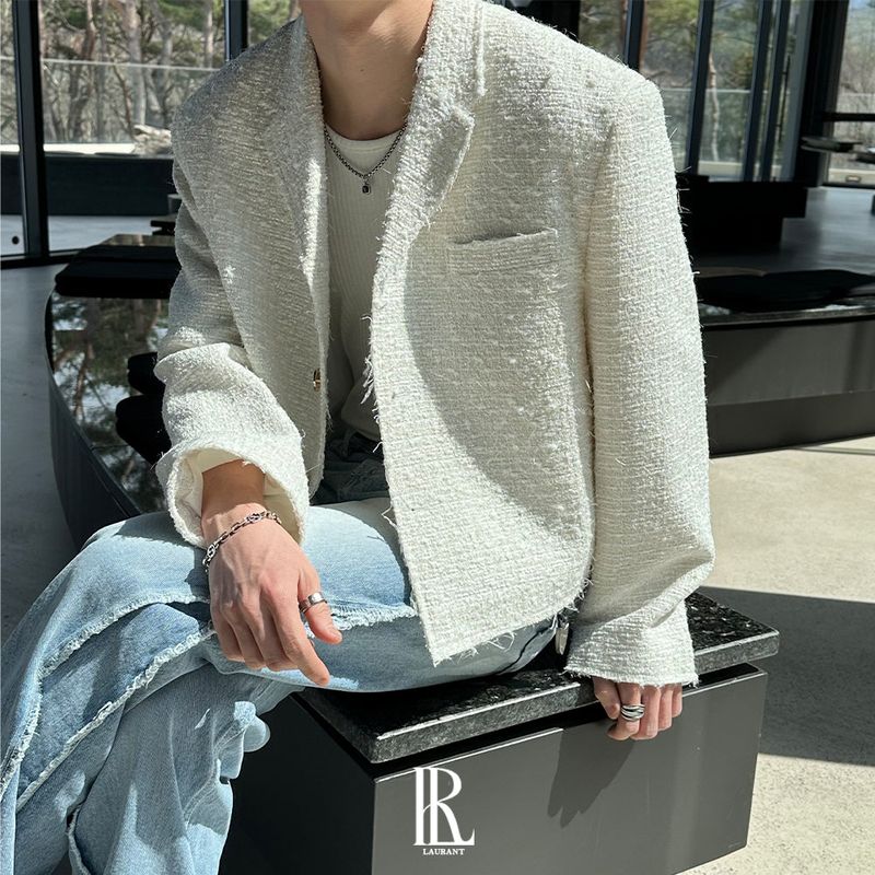 [PREMIUM] Crush glitter tweed jacket(2color)
