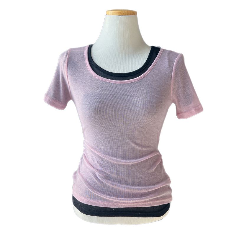 Melting Sheer Layered Half Sleeve Tee