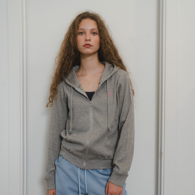 Waffle Hoodie Zipup (GREY)