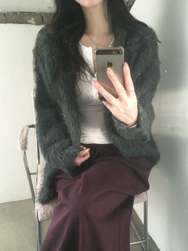 hairy overfit cardigan