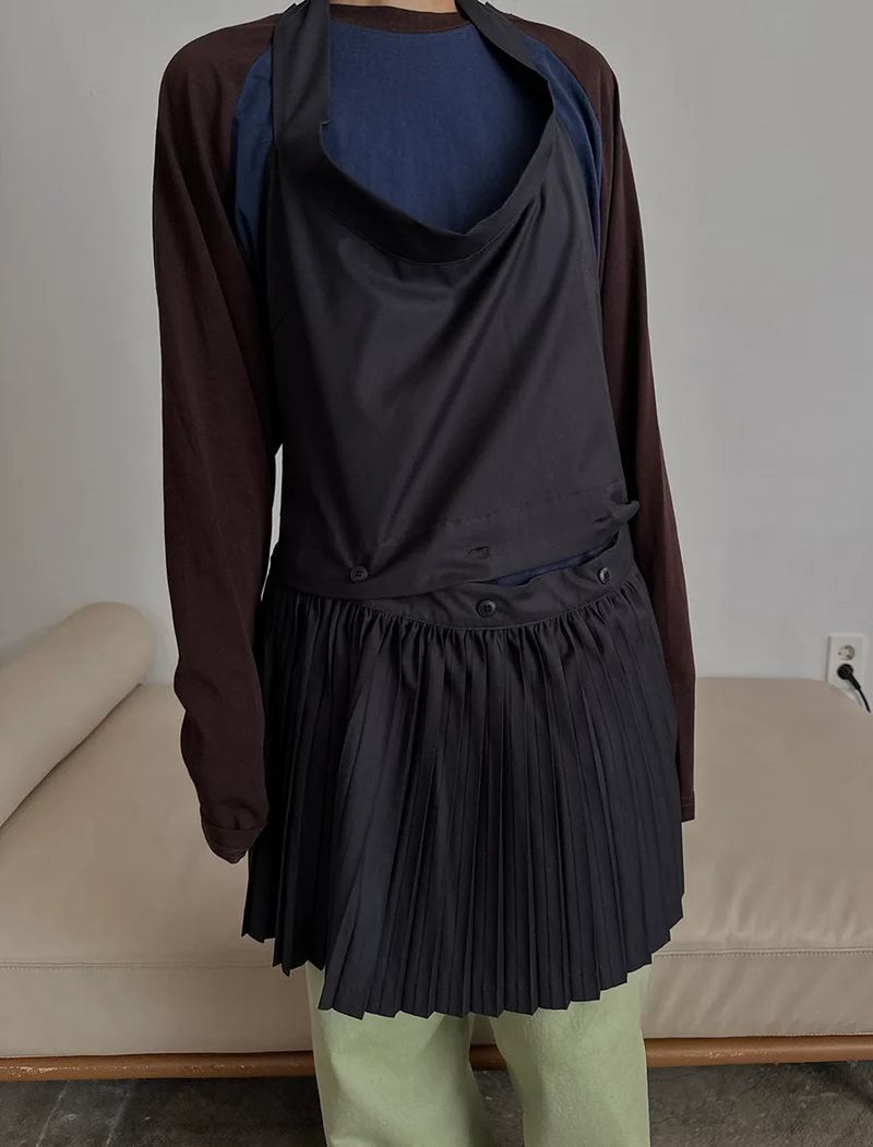 halter pleats layered dress